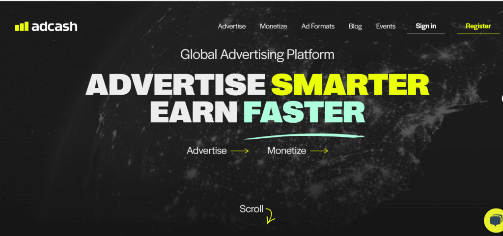 Adcash Landing Page